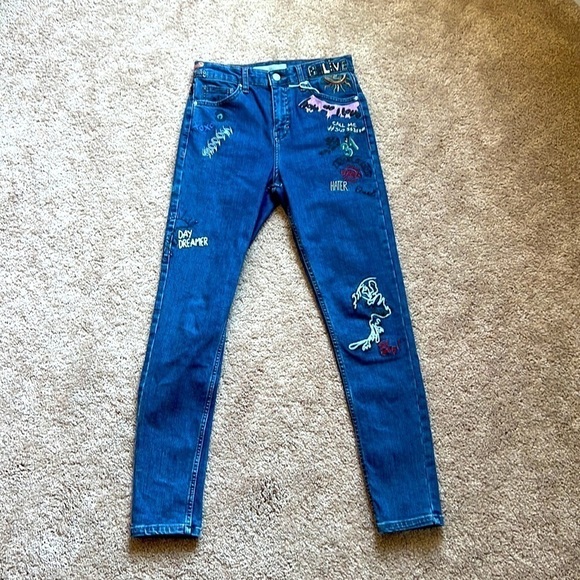TOPSHOP MOTO Embroidered JAMIE skinny JEANS - Picture 7 of 13